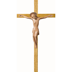 Cristo moderno ROMA con aureola en cruz de roble